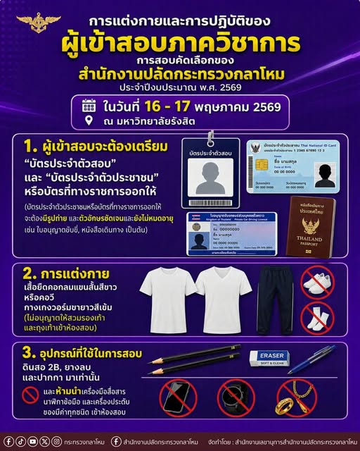 การแต่งกายและการปฏิบัติของผู้เข้าสอบภาควิชาการ____(69/5/14)