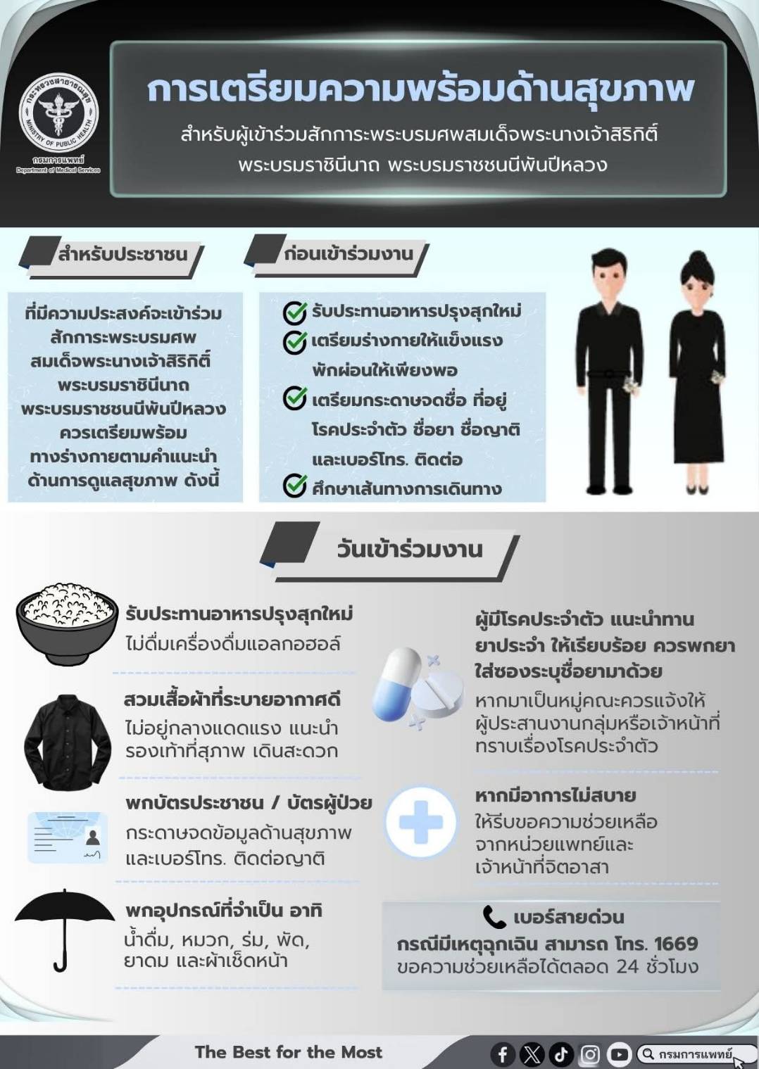 การเตรียมความพร้อมด้านสุขภาพ สำหรับผู้เข้าร่วมสักการะพระบรมศพพระพันปีหลวง